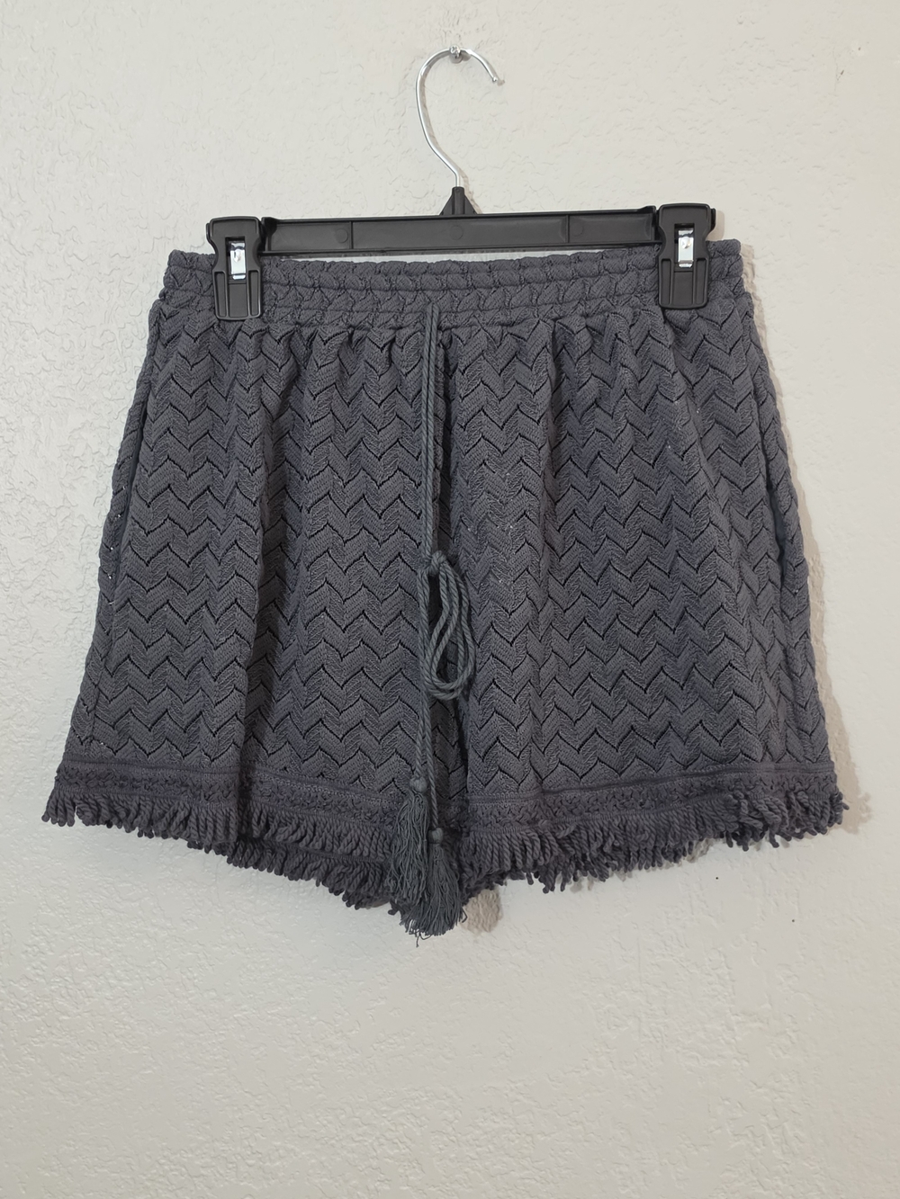 NWT Cupshe Casual Crochet Swimsuit Cover Up Knit Shorts Charcoal Womens Medium